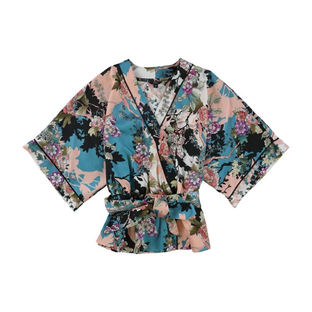 GUESS Womens Shakira Kimono Top Blouse, Blue, XS, DM